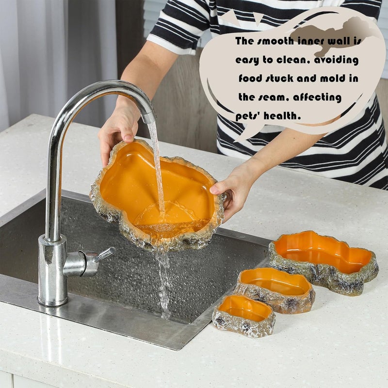 IBWell 5 Inch Reptile Food Dish Escape Proof Reptile Feeding Dish Resin Reptile Water Food Bowl for Bearded Dragon Chameleon Frog Snake Turtle Leopard Gecko - Image 5